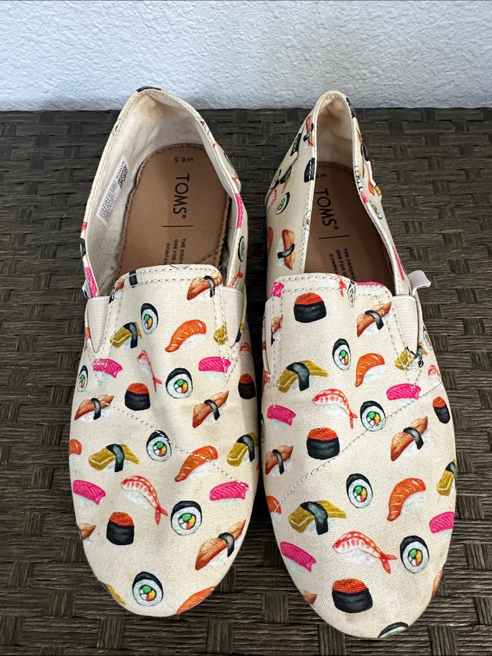 Toms Canvas Slip-Ons with Colorful Sushi Print